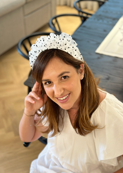 Renee Headband, Dotted White