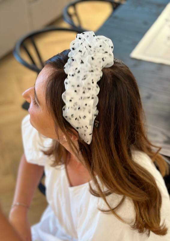 Renee Headband, Dotted White