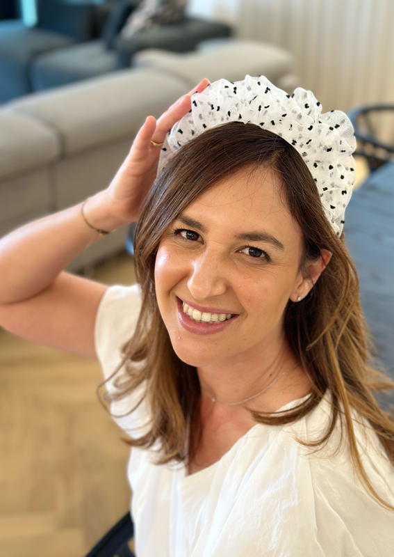 Renee Headband, Dotted White