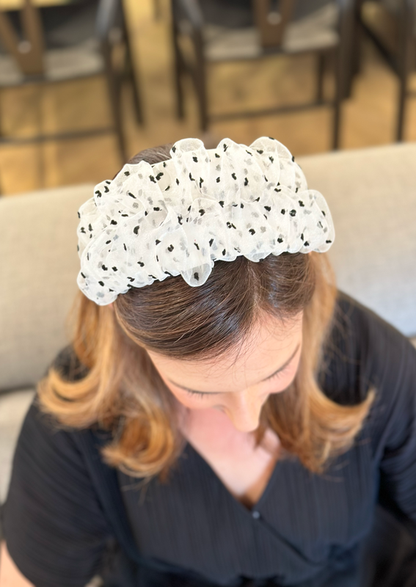 Medium Renee Headband, Dotted White