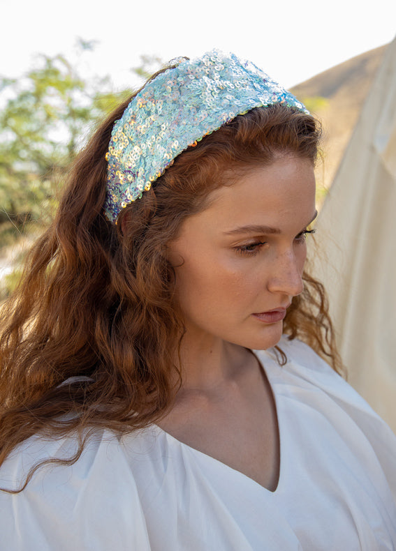 Arbel Headband, Sky Blue Sequins