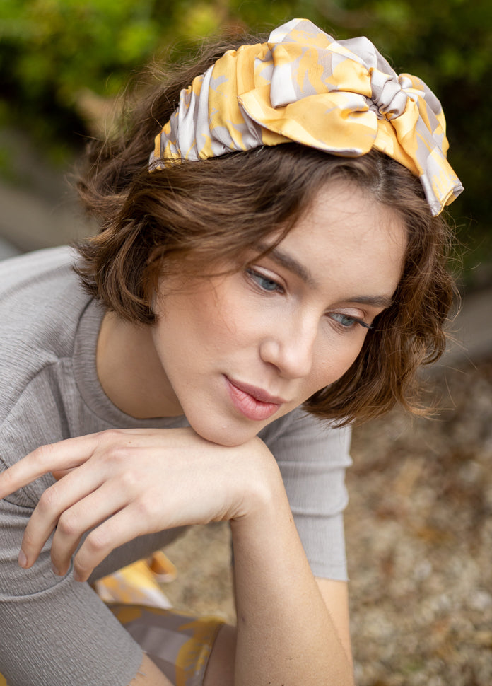 Wide Sana Headband, Yellow &amp; Nude