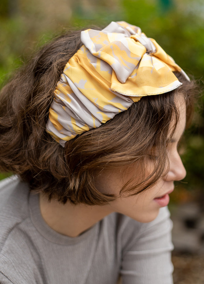 Wide Sana Headband, Yellow &amp; Nude