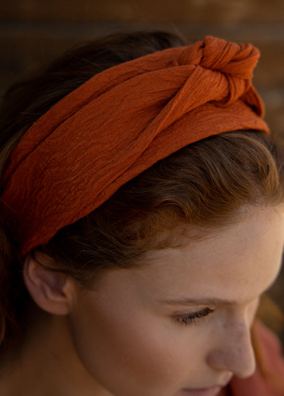 Yarden Headband with Ribbons, Terracotta