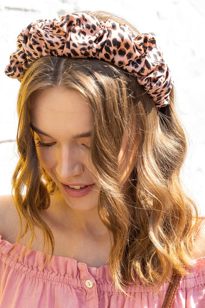 Mary Headband, Pink Animal Print