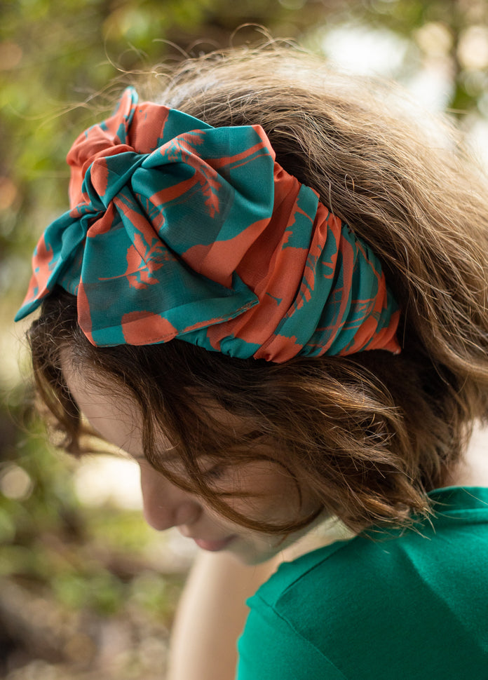 Wide Sana Headband, Green &amp; Orange