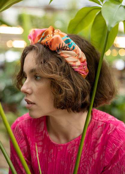 Jan Headband, Patterned Orange