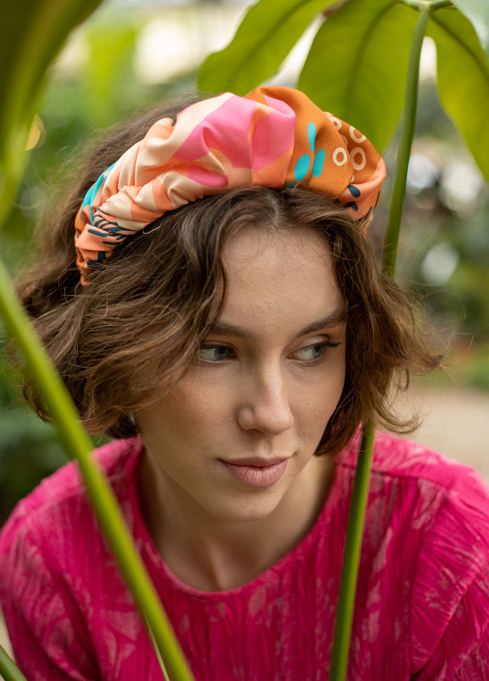 Jan Headband, Patterned Orange