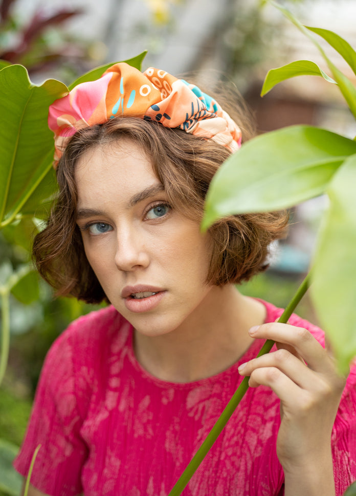 Jan Headband, Patterned Orange