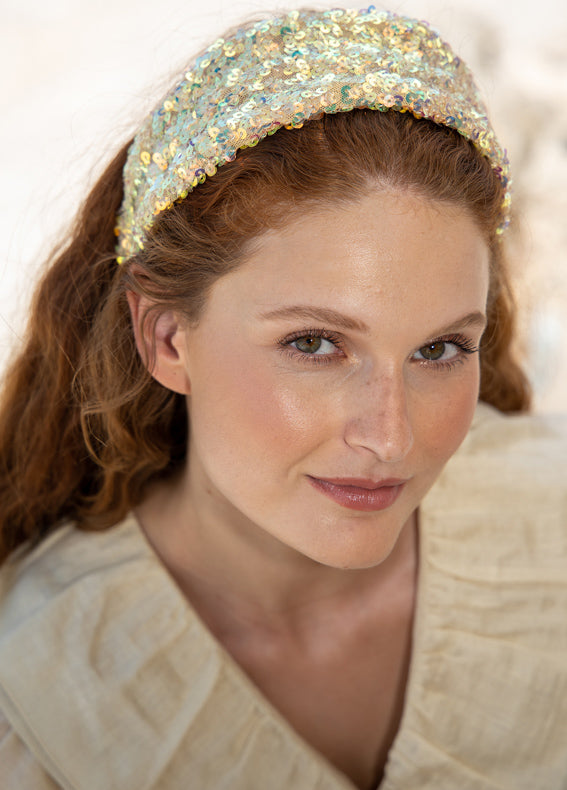 Arbel Headband, Gold Sequins