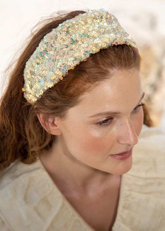 Arbel Headband, Gold Sequins