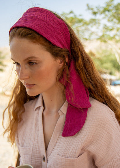 Wide Yarden Headband with Ribbons, Pink