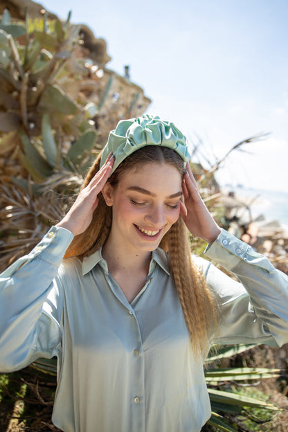 Wide Emilia Headband, Mint Green