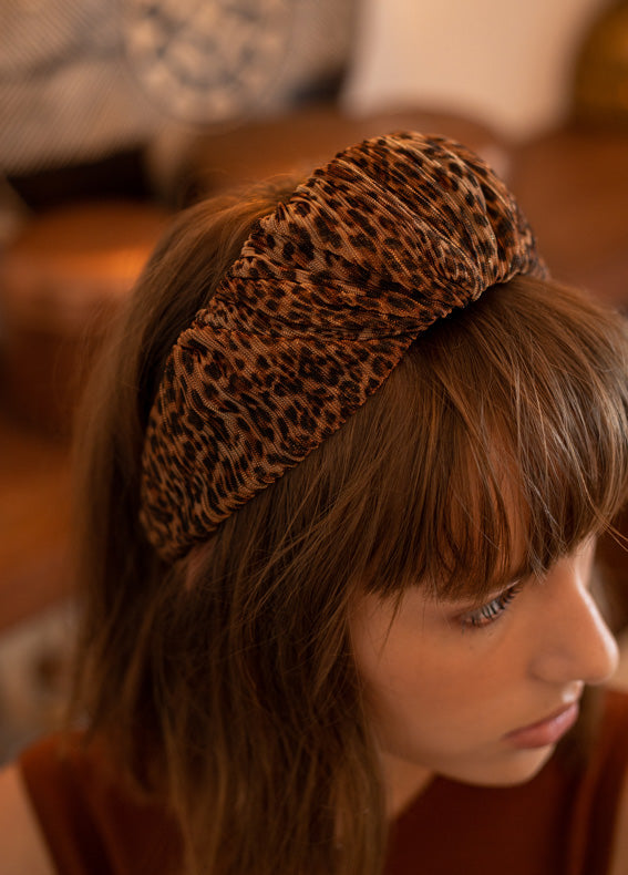 Aria Headband, Brown Cheetah Print