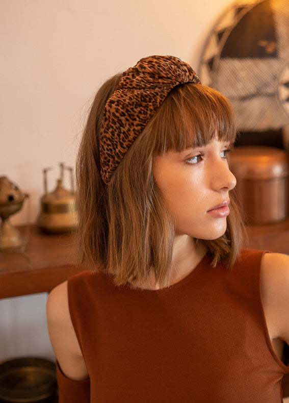 Aria Headband, Brown Cheetah Print