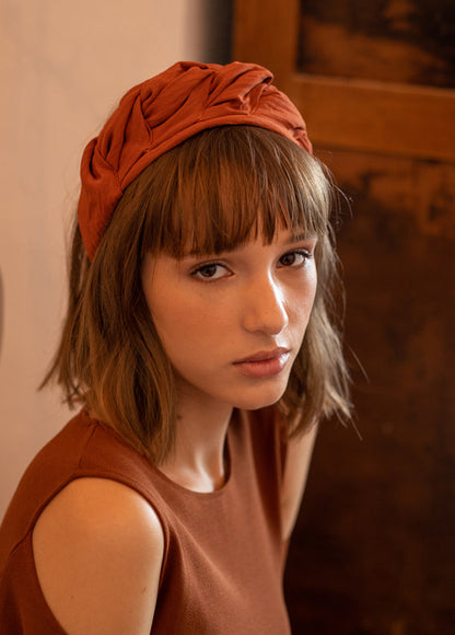 Wide Nika Headband, Terracotta