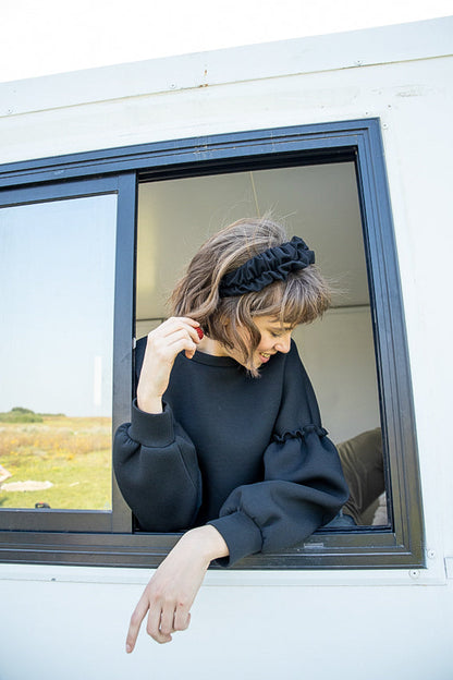 Renee Headband, Black Tulle