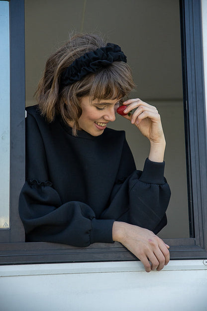 Renee Headband, Black Tulle