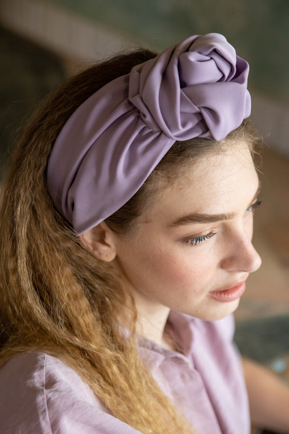 Tie-in-Back Agatha Headband, Light Purple