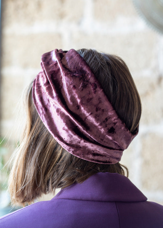 Aisha Full Circle Headband, Ruby Pink Velvet