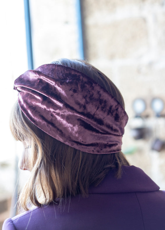 Aisha Full Circle Headband, Ruby Pink Velvet