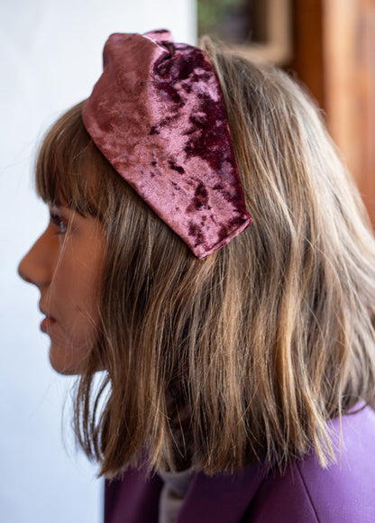 Medium Aisha Headband, Ruby Pink Velvet