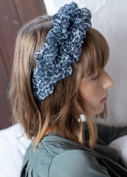 Renee Headband, Grey Leopard Print