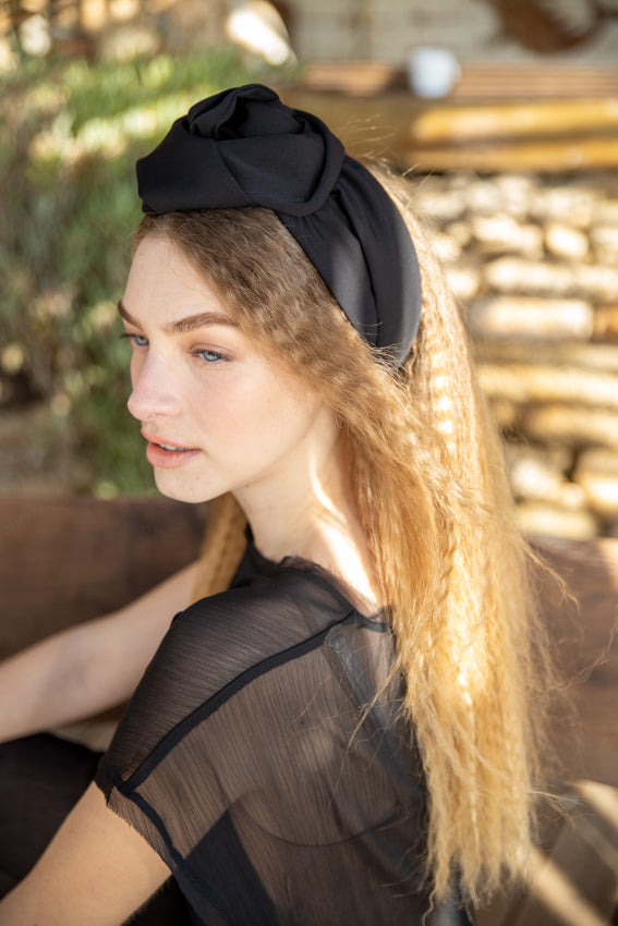 Tie-in-Back Agatha Headband, Black