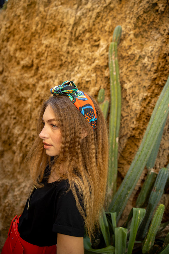 Agatha Headband, Patterned Red