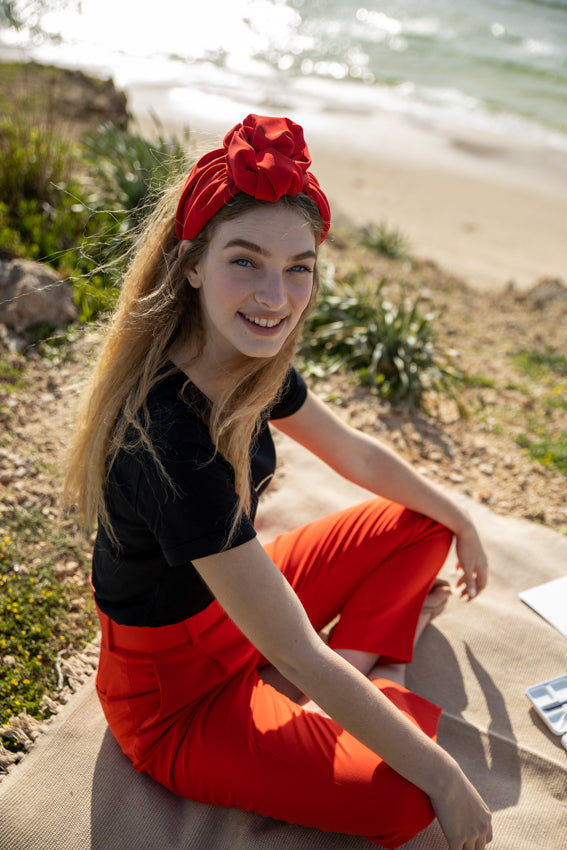 Wide Agatha Headband, Red