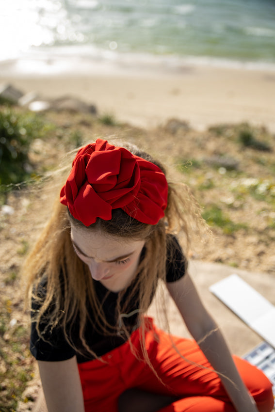 Wide Agatha Headband, Red