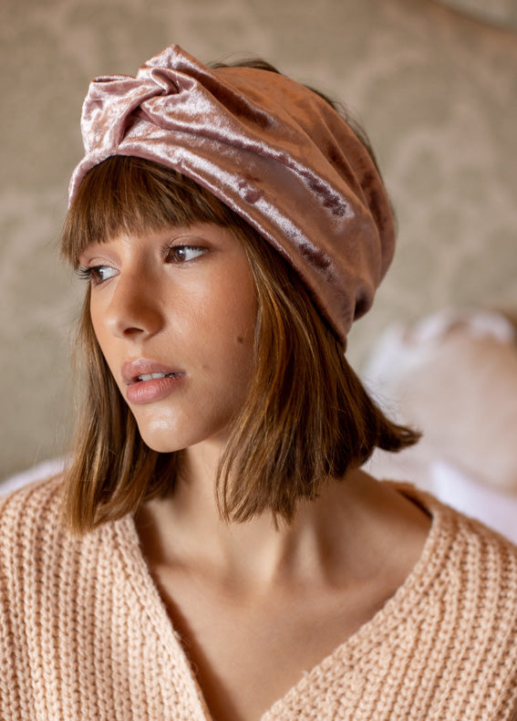 Aisha Full Circle Headband, Ruby Pink Velvet