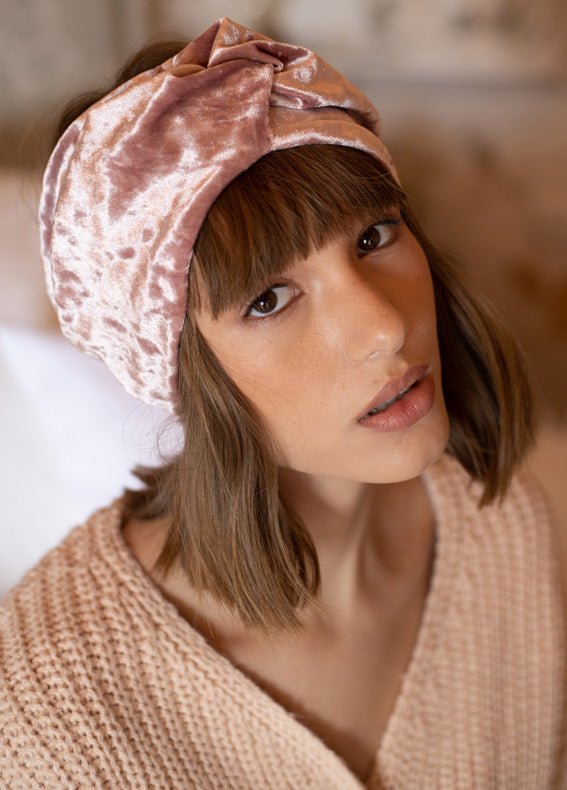 Aisha Full Circle Headband, Pink Velvet