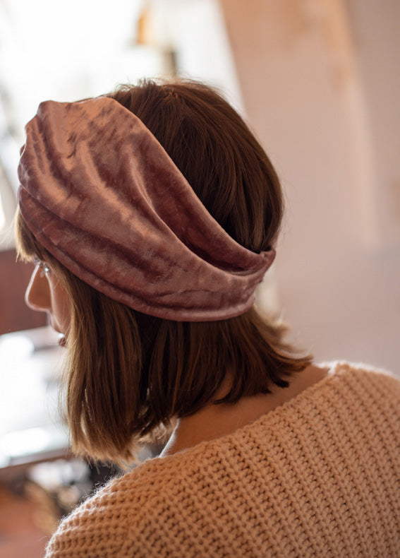 Aisha Full Circle Headband, Pink Velvet