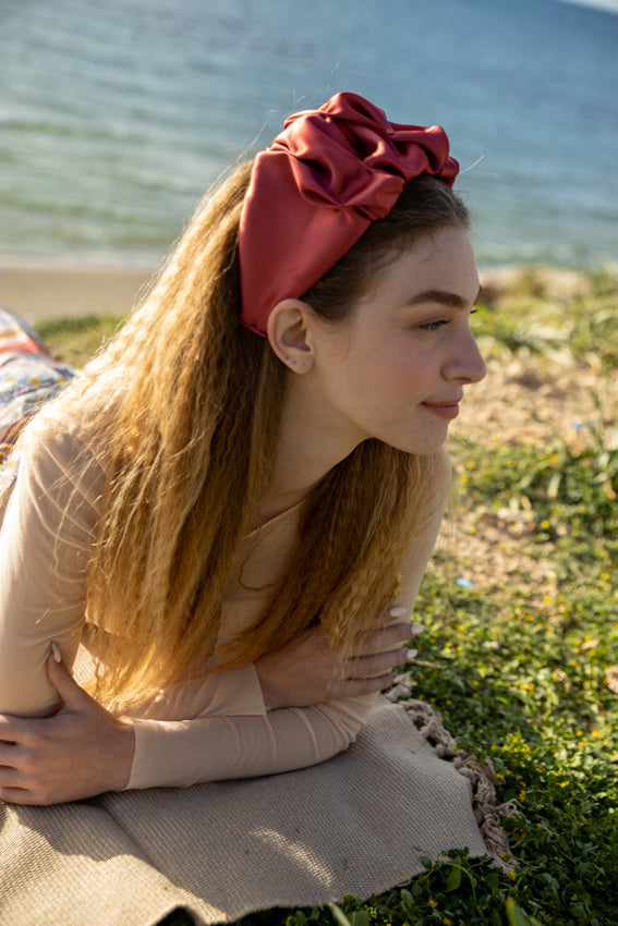 Wide Emilia Headband, Burgundy