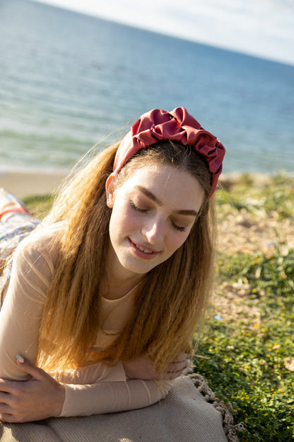 Wide Emilia Headband, Burgundy