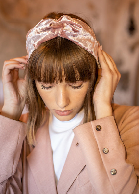 Aisha Headband, Pink Velvet