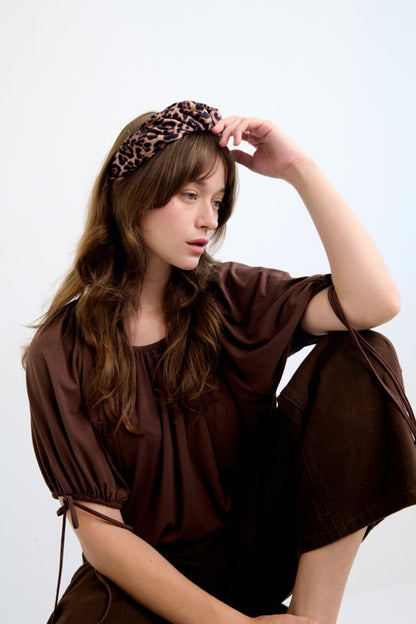 Celine Narrow Headband – Leopard Print