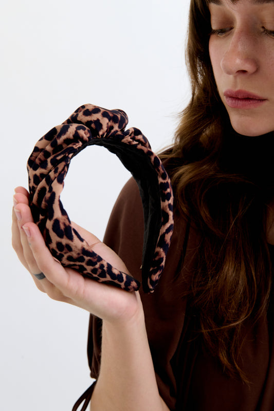 Celine Narrow Headband – Leopard Print