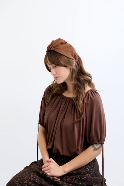 Celine Wide Headband – Brown