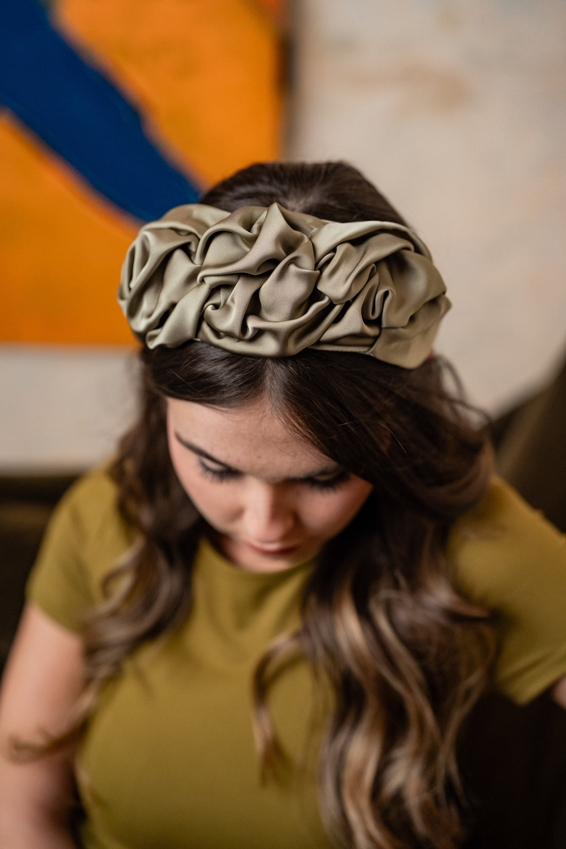 Ellen Smoky Green Tie Headband