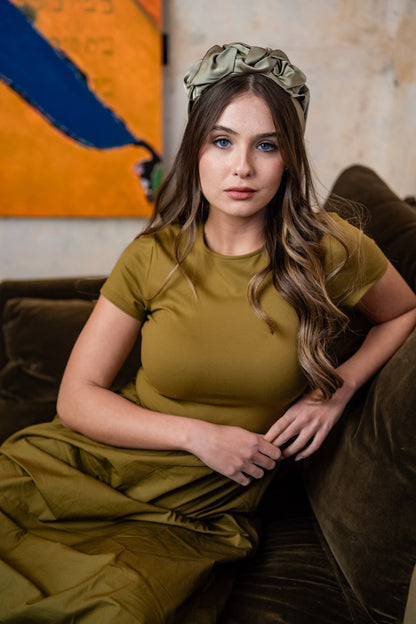 Ellen Smoky Green Tie Headband