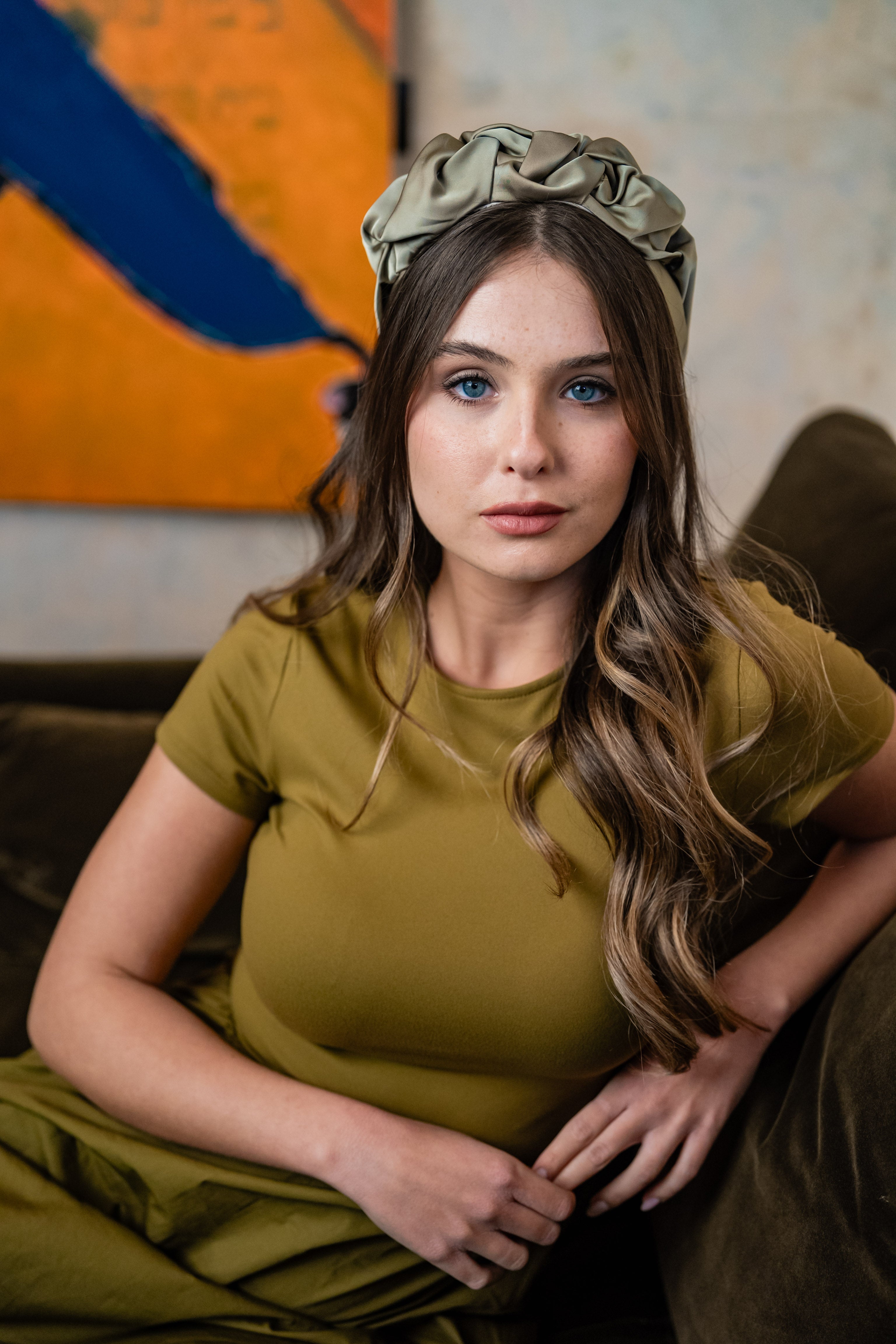 Ellen Narrow Smoky Green Headband