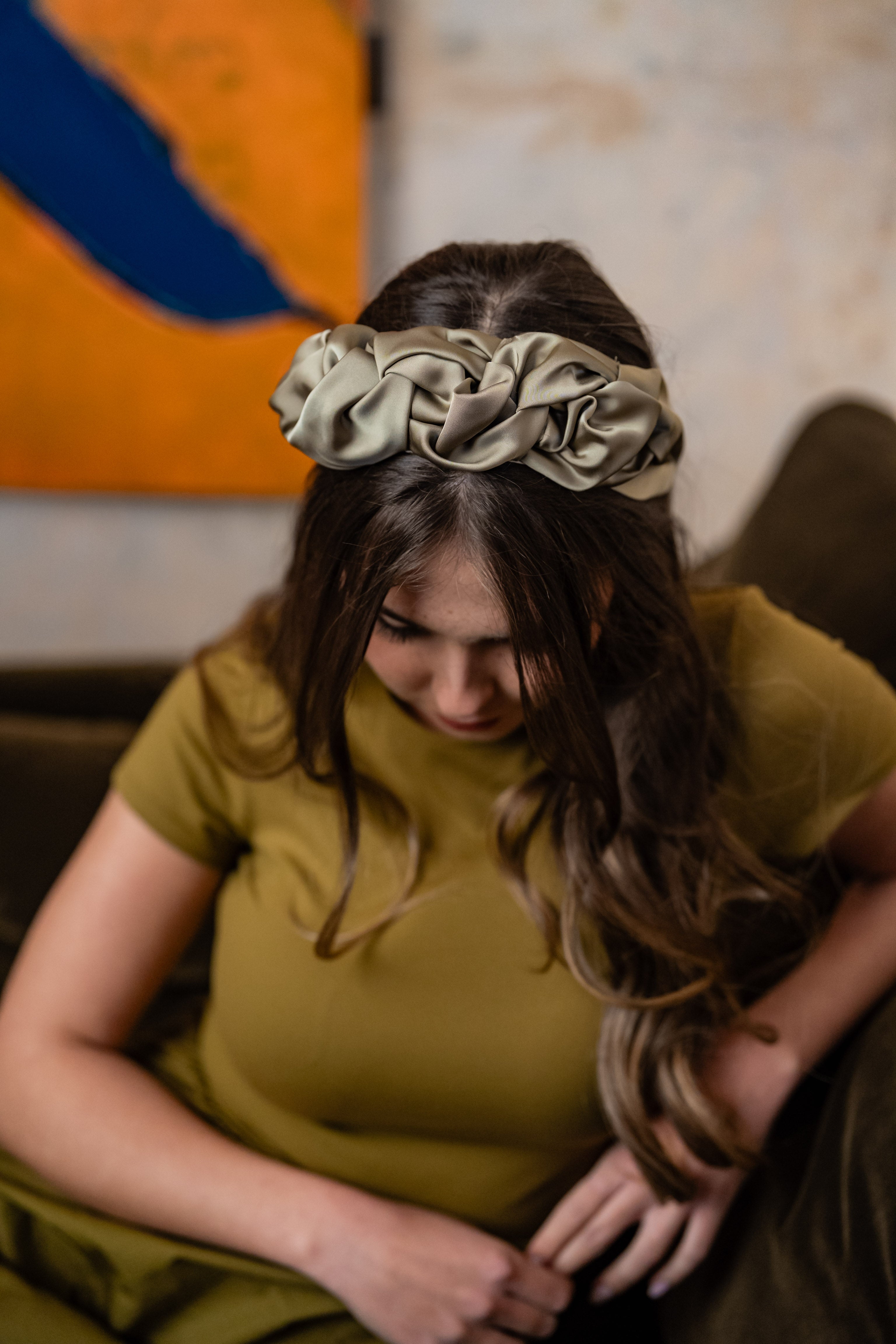Ellen Narrow Smoky Green Headband