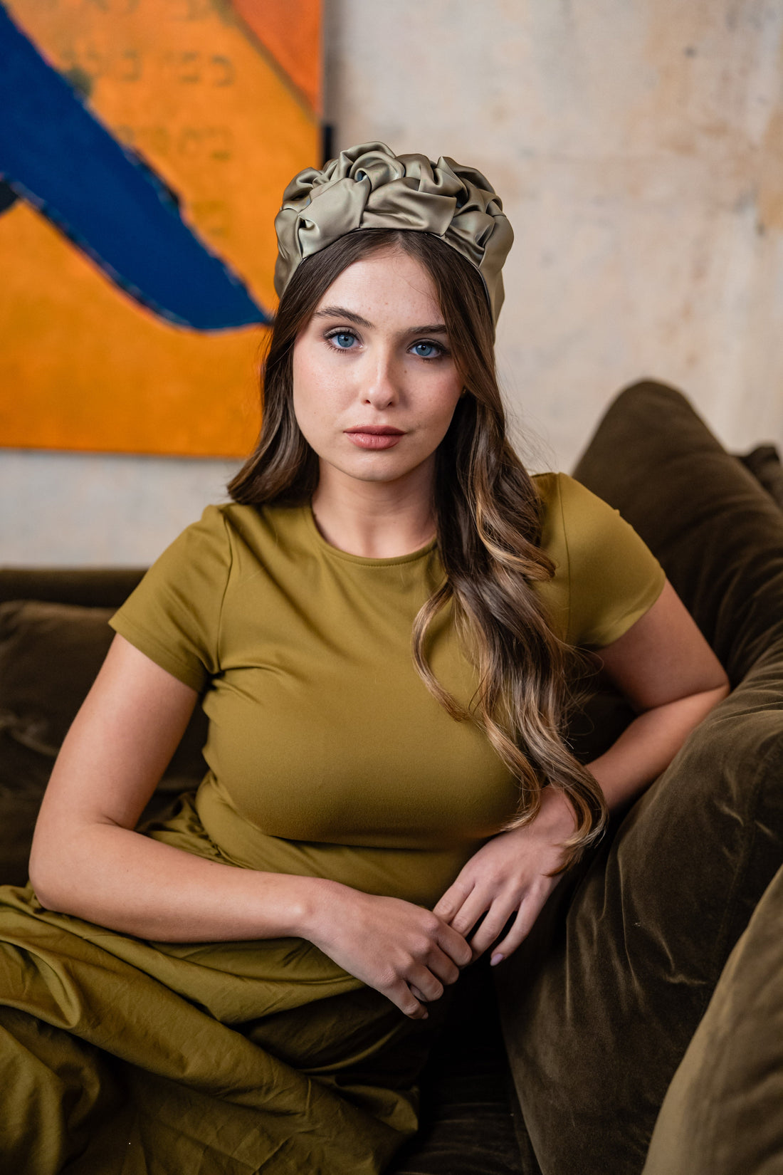 Ellen Wide Smoky Green Headband