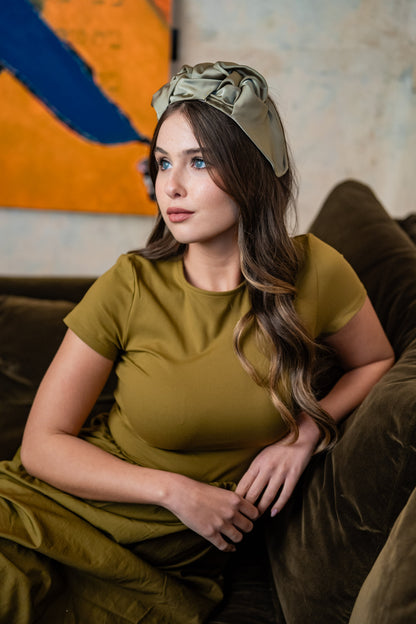 Ellen Wide Smoky Green Headband