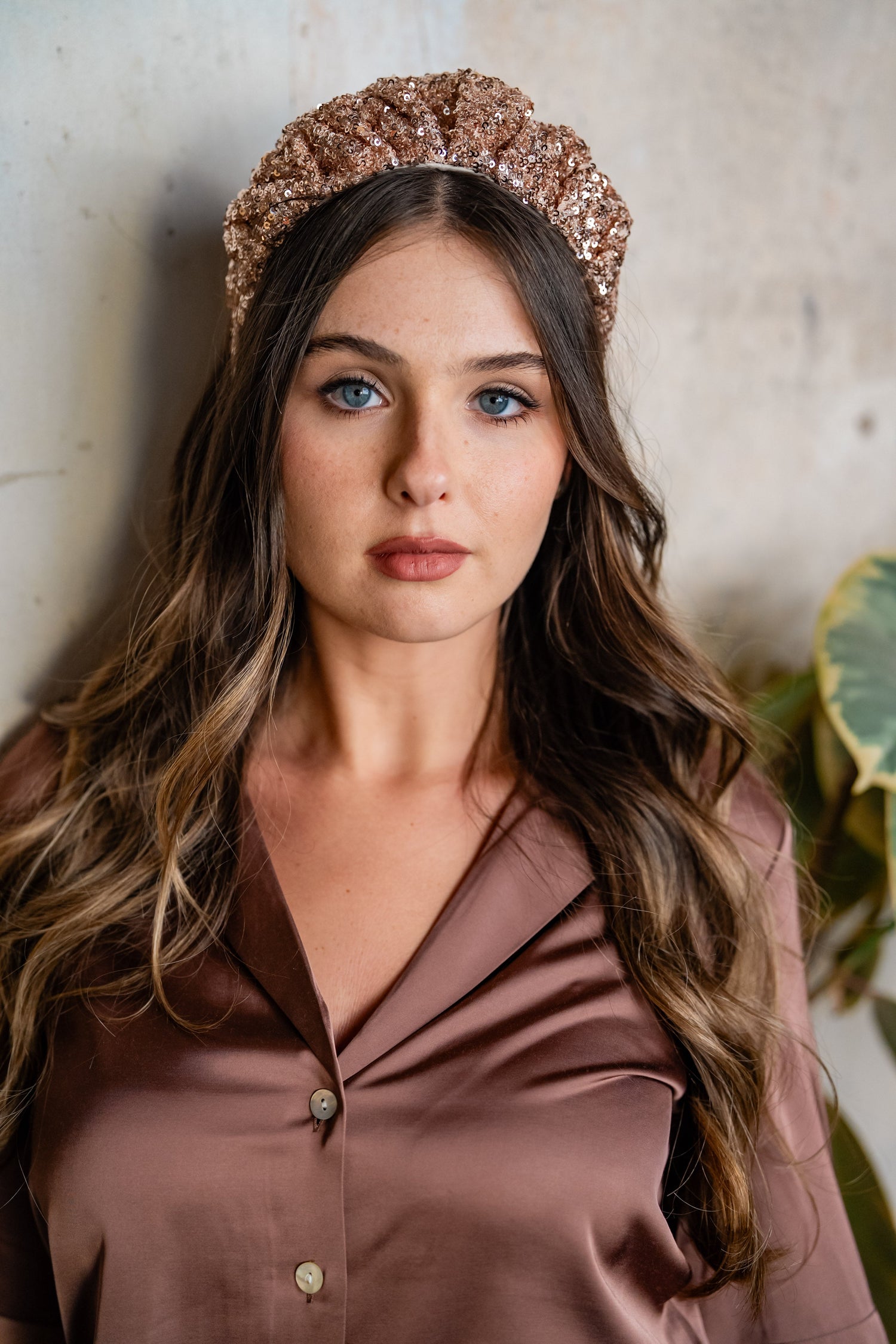 Cassia Narrow Rose Gold Sequin Headband