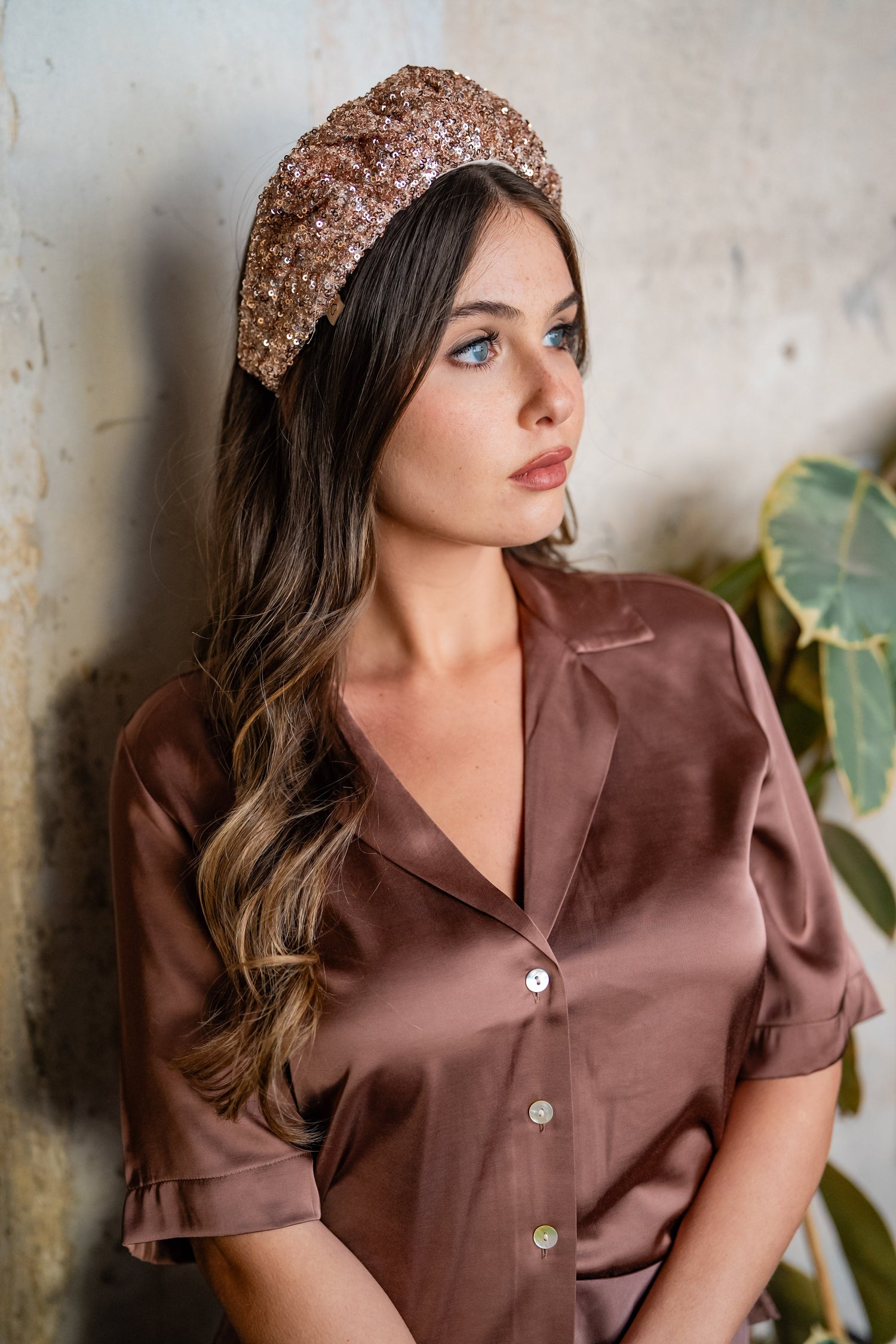 Cassia Medium Rose Gold Sequin Headband