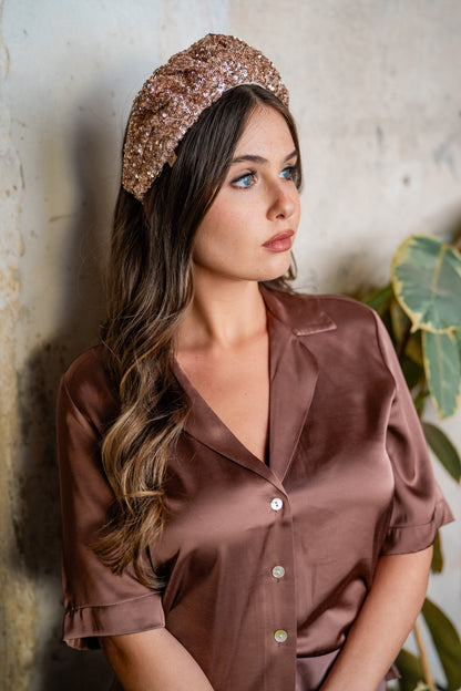 Cassia Medium Rose Gold Sequin Headband