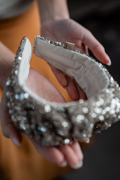 Cassia Narrow Light Silver Sequin Headband